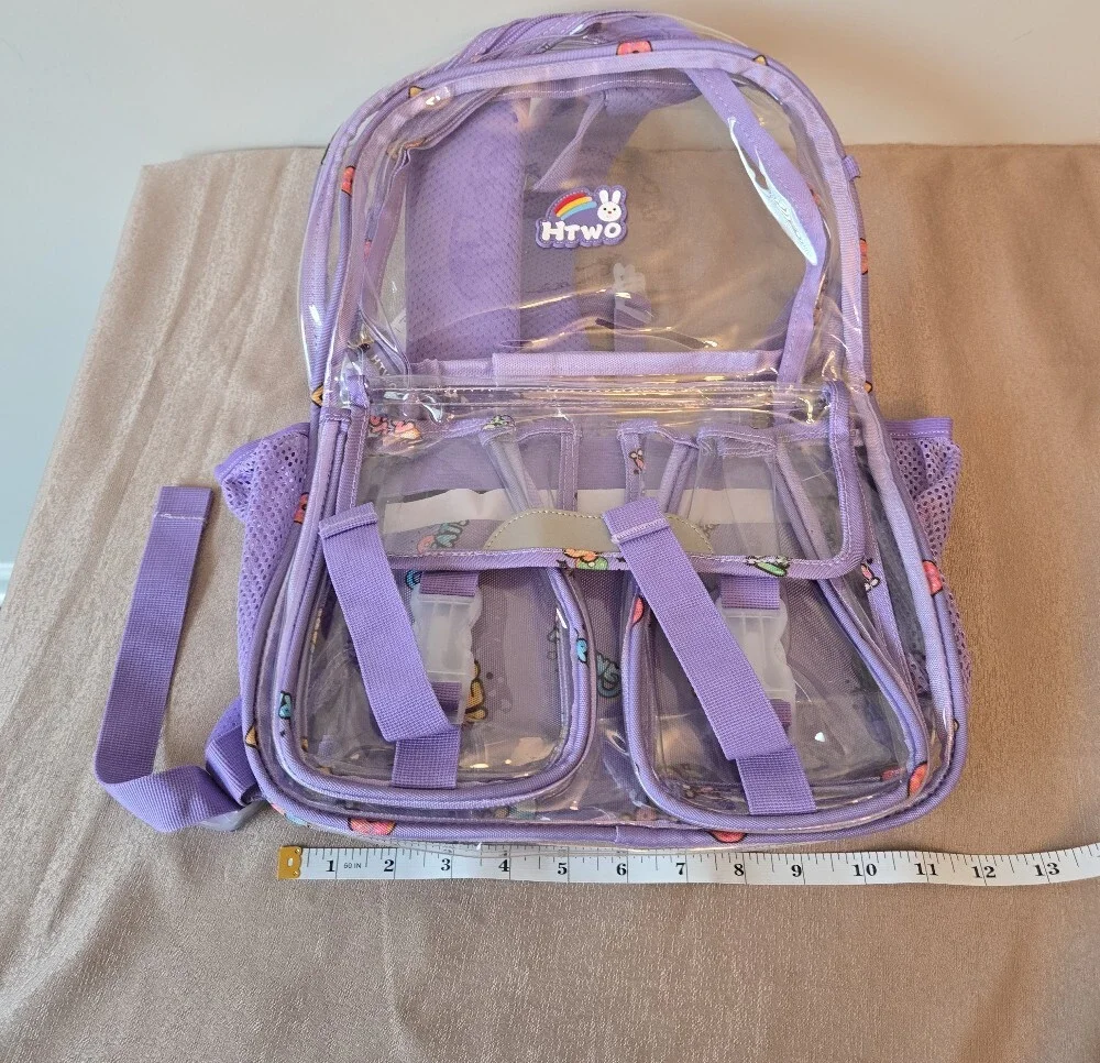 HTWO Clear Backpack Kids Purple PVC School Book Bag New with Tags Adjustable